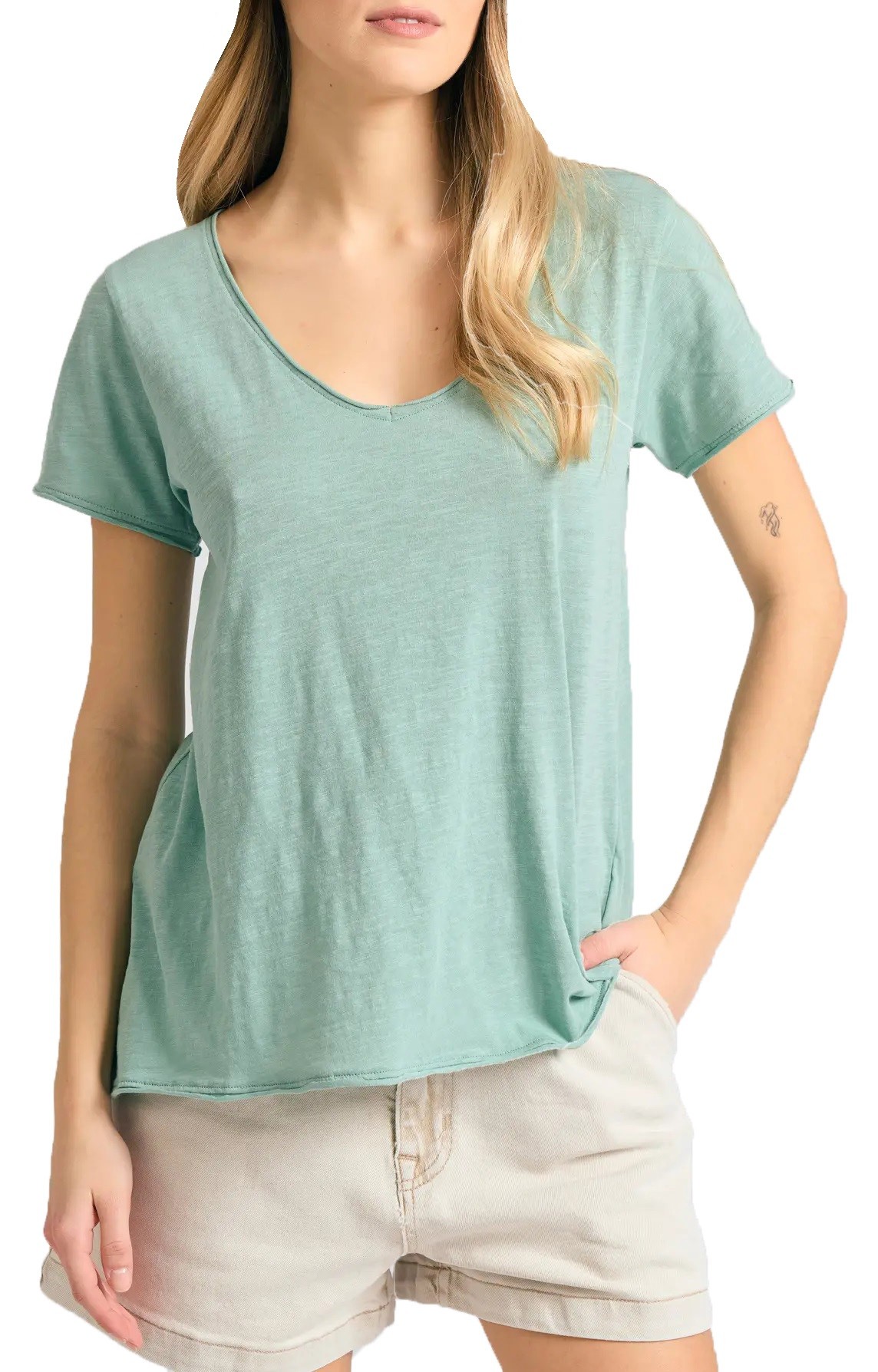 Funky Buddha V neck-raw hem